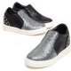 Women's Stud Height Increasing Glitter Silver Fashion Sneakers Shoes