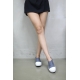 Women's Cap Toe Thick Platform Med Wedge Heel Gray Fashion Sneakers Shoes