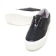 Women's Thick Platform Vintage Black Med Wedge Heel Fashion Sneakers Shoes
