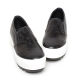 Women's Thick Platform Vintage Black Med Wedge Heel Slip On Fashion Sneakers Shoes