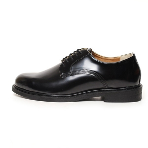 Plain toe, comfort open lacing, black synthetic leather, made in South Korea, Dress Oxfords shoes