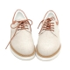 Men's Round Toe White Sole Lace Up Beige Fabric Casual Shoes