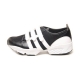 Women's Triple Velcro Strap Block Heel Black Sneakers