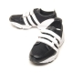 Women's Triple Velcro Strap Block Heel Black Sneakers