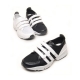 Women's Triple Velcro Strap Block Heel Black Sneakers