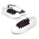 Women's Side Lace Up White Synthetic Leather Sneakers