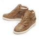 Women's Double Zip Height Increasing Hidden Wedge Insole Brown High Top Sneakers