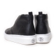 Women's Cross Elastic Band Med Wedge Heel Black High Top Sneakers