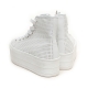 Women's Thick Platform Punching White Synthetic Leather High Top Sneakers