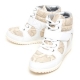 Women's Velcro Strap Lace Up Hidden High Wedge Insole High Top Beige Sneakers