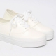 Women's Thick Platform White﻿ Synthetic Leather Low Top Sneakers