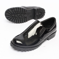 Women's Glossy Black Combat Sole Loafers Shoes