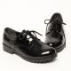 Women's Glossy﻿ Black Combat Sole Oxfords Shoes