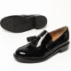 Women's Glossy﻿ Black Tassel Loafers Dress Shoes