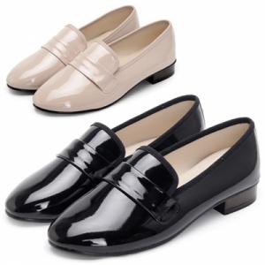https://what-is-fashion.com/6352-48897-thickbox/women-s-round-toe-glossy-black-beige-band-loafers-shoes.jpg