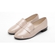 Women's Round Toe Glossy Black Beige Band Loafers Shoes
