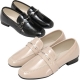 Women's Square Apron Toe Horse Bit Decoration Beige Black Loafers Shoes