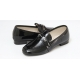 Women's Square Apron Toe Horse Bit Decoration Beige Black Loafers Shoes