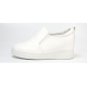 Women's White Platform Hidden Wedge Insole Slip On Sneakers