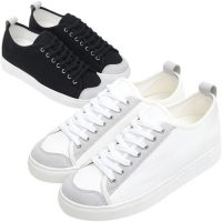 Women's Eyelet Lace Up Height Increasing Hidden Wedge Insole Sneakers Couple Shoes
