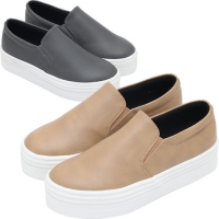 Women's Height Increasing Hidden Insole White Platform Slip On Sneakers Shoes