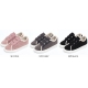 Women's Wide Eyelet Lace Up Corduroy Inner Fur Sneakers Pink Gray Black Shoes