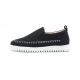 Women's Contrast Stitch White Platform Slip On Sneakers Gray Black Shoes