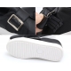 Women's White Platform Belt Strap Hidden Wedge Insole Slip On Sneakers