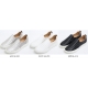 Women's Lattice Pattern Elastic Band Slip On Sneakers Silver White Black Shoes