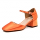 Women's Square Toe Med Heel Mary Jane Pumps Shoes