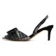 Women's Pointy Toe Check Fabric Mary Jane Shoes