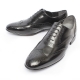 Men's real leather black brogue wingtips close lacing dress shoes