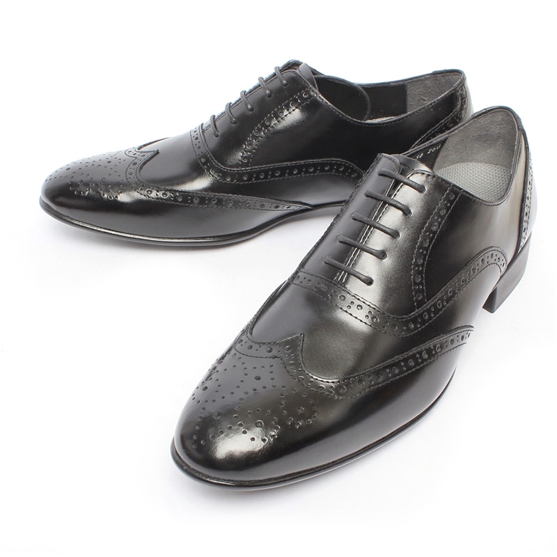 Men's Classic real leather brogue wingtips Dress Shoes black