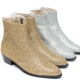 Men's glitter golden western zipper Ankle mid-calf boots made in KOREA US 6 - US 10.5