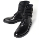 Men's chic Black Brown Whiter real leather triple strap buckle ankle boots side zip made Korea 