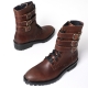 Men's chic Black Brown Whiter real leather triple strap buckle ankle boots side zip made Korea 