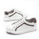 Men's real leather round toe lace ups hidden insole white sneakers 