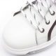 Men's real leather round toe lace ups hidden insole white sneakers 