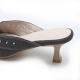 Women's peep toe cut out black denim kitten stiletto heels mules