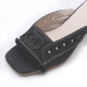Women's peep toe cut out blue denim kitten stiletto heels mules