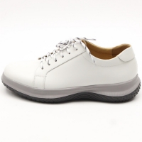 Men's real leather round toe lace ups comfort daily sneakers white