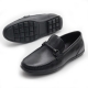 Men's braid decoration Black Leather loafer comfort sole daily Shoes