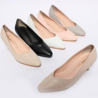 Women's daily simple pumps kitten heels black beige gray white pink colors