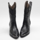 ﻿HAND-MADE Men's black Cow Leather front stitch side zip western ankle bike rider boots US 6.5-11.5