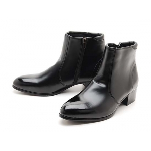 Men's Black Synthetic Leather Side Zip ﻿Ankle Boots﻿
