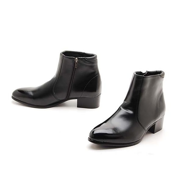 Men's Black Synthetic Leather Side Zip ﻿Ankle Boots﻿