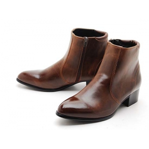 Men's synthetic Leather side zipper Ankle Boots