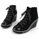womens lace up wedge sneakers high top zipper shoes black