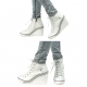womens lace up wedge sneakers high top zipper shoes  white