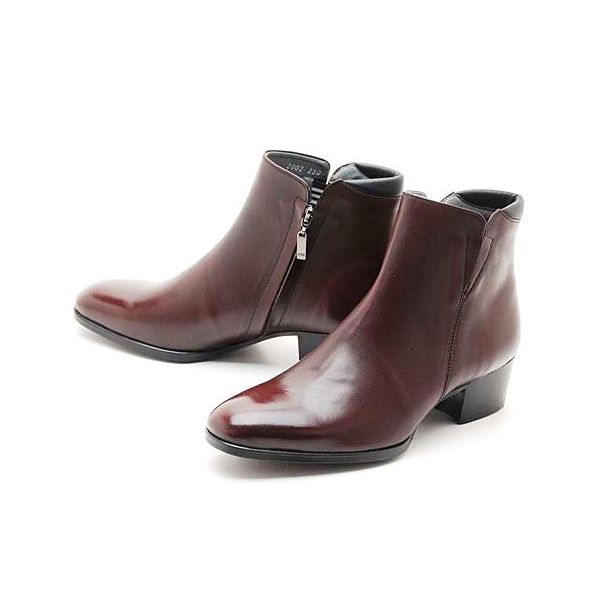 Mens real cow Leather side zipper Ankle Boots
